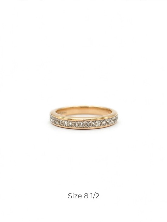 Vintage Jewelry - 18K GE Gold Electroplated Eternity Ring Size 8.5 Pave CZ Stackable